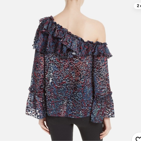 IRO Women's Barrowl Ruffle One-Shoulder Top Deep Blue Sz. 38 - Picture 1 of 10
